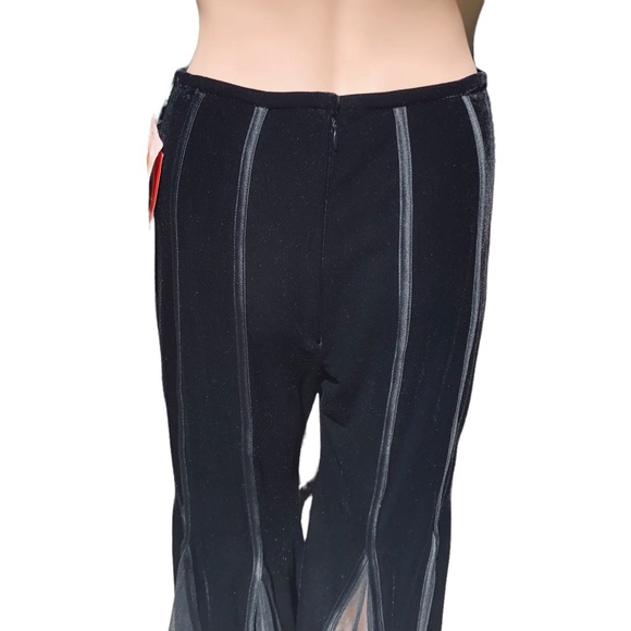 JS collections NWT black velvet bell bottom pants with sheer pant leg inlay sz 4 - Picture 10 of 14